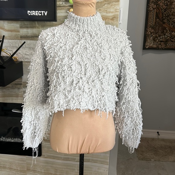 Urban Outfitters Sweaters - Urban Outfitters Gray Shaggy Mock Neck Cropped Sweater. Size L